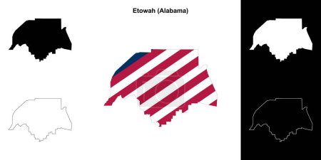 Etowah county outline map set