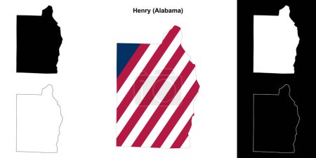 Téléchargez les illustrations : Henry County schéma carte ensemble - en licence libre de droit
