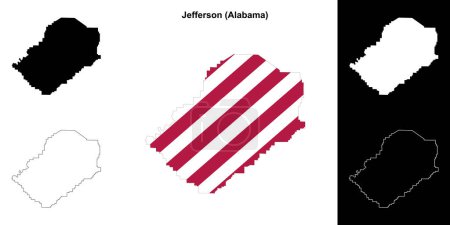 Jefferson county outline map set