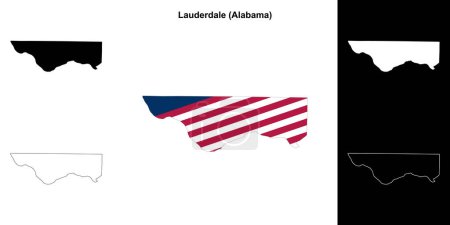 Lauderdale county outline map set