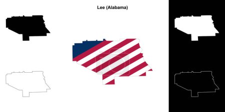 Lee county outline map set