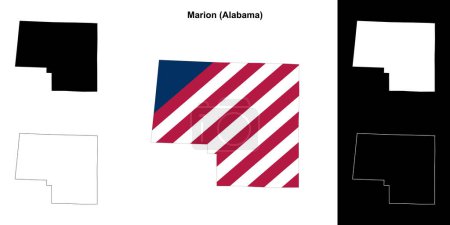 Marion county outline map set