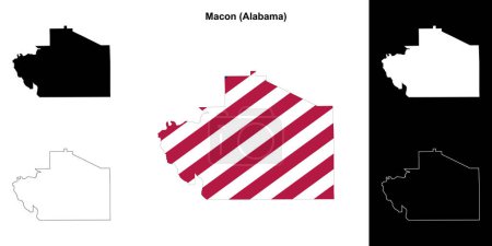Macon county outline map set