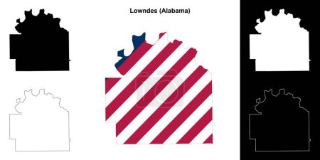 Lowndes county outline map set
