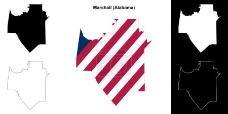 Marshall county outline map set