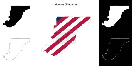 Monroe county outline map set