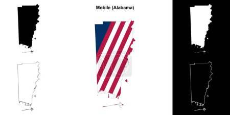 Mobile county outline map set