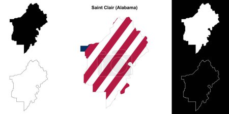 Saint Clair county outline map set