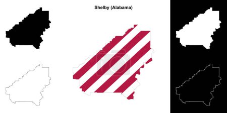 Shelby county outline map set