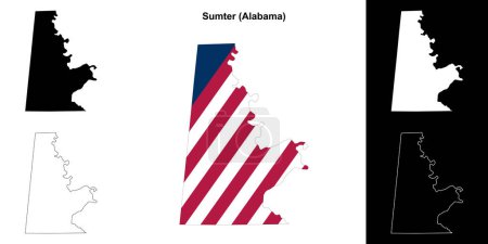 Sumter county outline map set