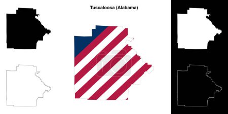 Tuscaloosa county outline map set