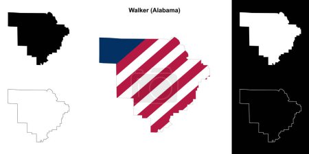 Walker county outline map set