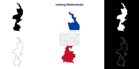 Limburg province outline map set