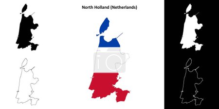 North Holland province outline map set