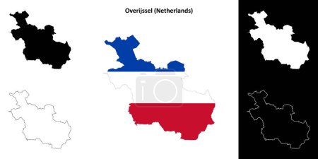 Overijssel province outline map set