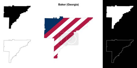 Baker county (Georgia) outline map set