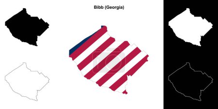 Bibb county (Georgia) outline map set