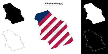 Bulloch county (Georgia) outline map set