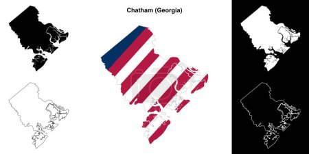 Chatham county (Georgia) outline map set