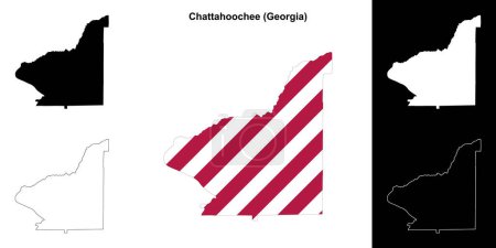 Illustration for Chattahoochee county (Georgia) outline map set - Royalty Free Image