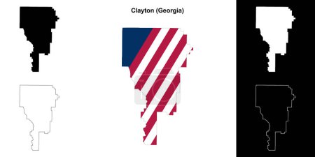 Ilustración de Condado de Clayton (Georgia) esquema mapa conjunto - Imagen libre de derechos