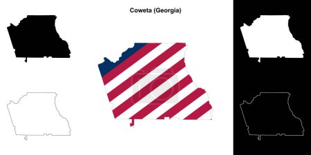 Coweta county (Georgia) outline map set