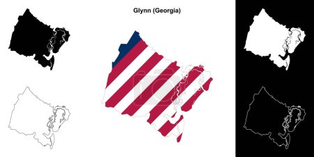 Glynn county (Georgia) outline map set