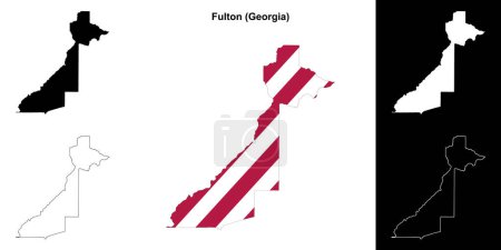Kreis Fulton (Georgia) umrissenes Kartenset
