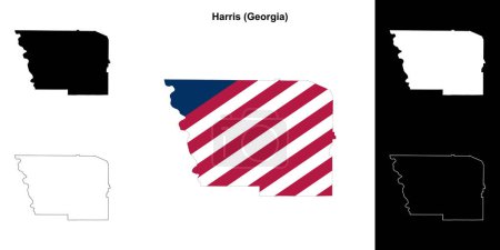Harris county (Georgia) outline map set