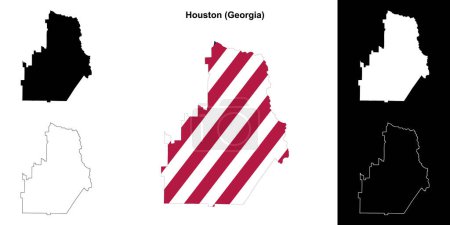 Houston county (Georgia) outline map set