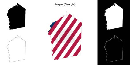 Jasper county (Georgia) outline map set