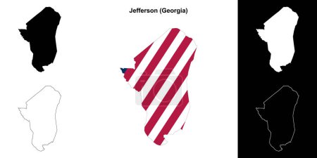 Illustration for Jefferson county (Georgia) outline map set - Royalty Free Image