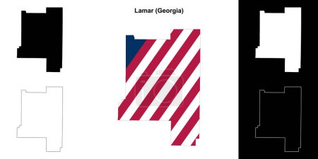 Téléchargez les illustrations : Lamar County (Géorgie) schéma carte - en licence libre de droit