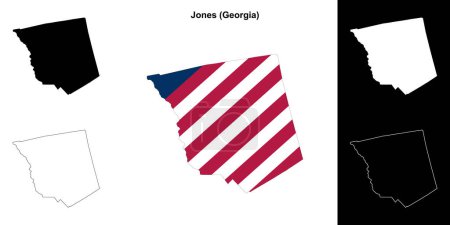 Jones county (Georgia) outline map set