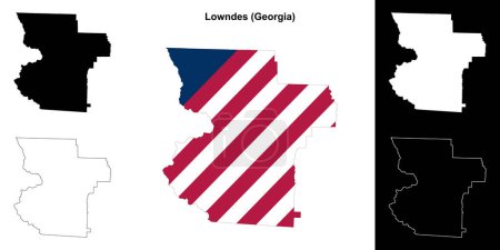 Lowndes county (Georgia) outline map set
