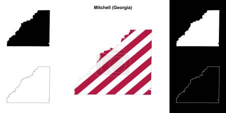 Téléchargez les illustrations : Carte générale du comté de Mitchell (Géorgie) - en licence libre de droit