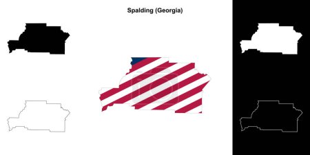 Kreis Spalding (Georgien) Umrisse Karte gesetzt