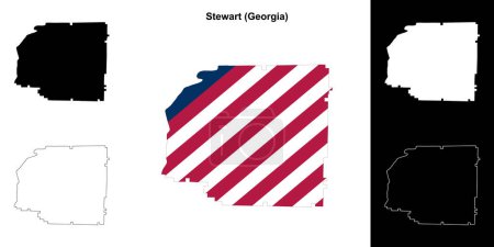 Stewart county (Georgia) outline map set