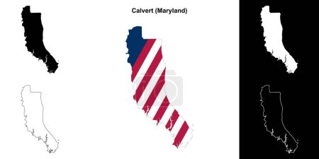 Calvert County (Maryland) outline map set