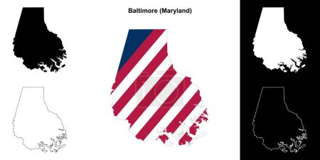 Baltimore County (Maryland) outline map set