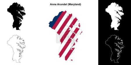 Anne Arundel County (Maryland) outline map set