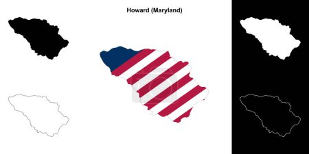 Téléchargez les illustrations : Howard County (Maryland) esquisse carte - en licence libre de droit