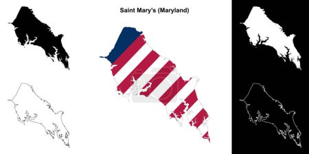 Saint Marys County (Maryland) outline map set