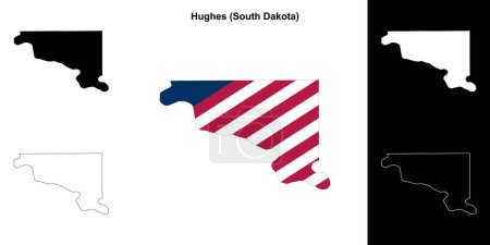 Conjunto de mapas de contorno del Condado de Hughes (Dakota del Sur)