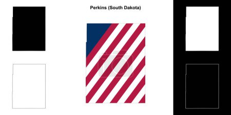 Conjunto de mapas de contorno del Condado de Perkins (Dakota del Sur)