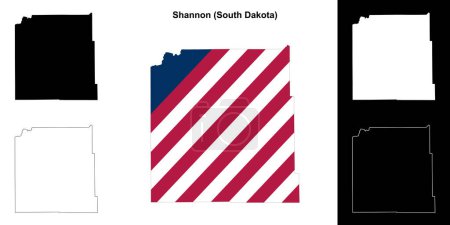 Shannon County (South Dakota) outline map set