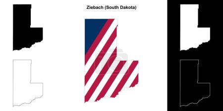 Conjunto de mapas del contorno del Condado de Ziebach (Dakota del Sur)