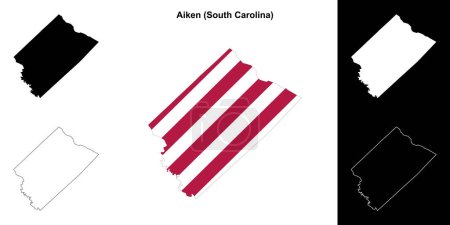 Ilustración de Aiken County (Carolina del Sur) esquema mapa conjunto - Imagen libre de derechos