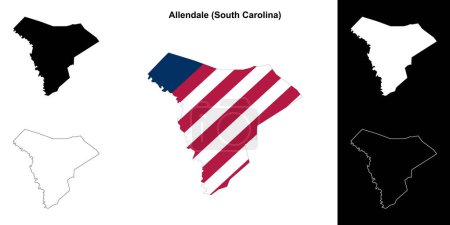 Ilustración de Allendale County (Carolina del Sur) esquema mapa conjunto - Imagen libre de derechos
