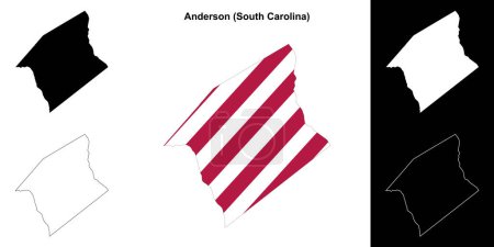 Ilustración de Anderson County (Carolina del Sur) esquema mapa conjunto - Imagen libre de derechos